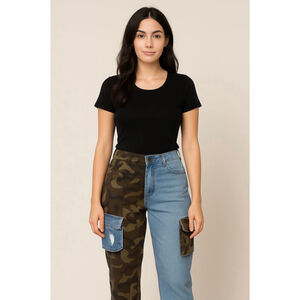 Women's Spoon Jeans 5 Blue Brown Camo Cargo Utility Streetwear Urban Y2K Grunge